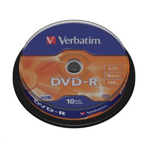 Diskai Verbatim DVD-R 4.7GB 16X 10pack AZO MATT SILVER cake box - 43523 